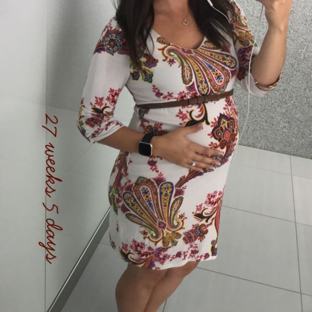 PinkBlush Maternity Small white floral dress